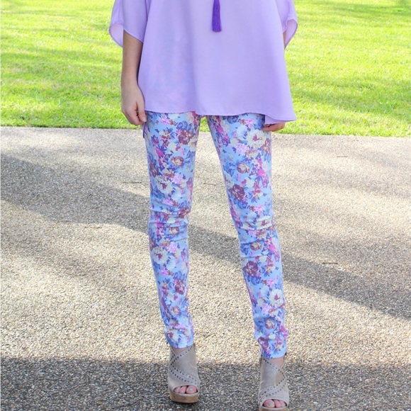 Floral Print Pants in Lavender sz 7 NWT - Picture 4 of 9